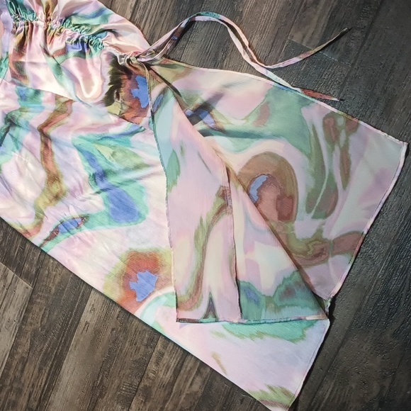 Future Collective Marbled Silk Curved Hem Midi Skirt - Picture 10 of 16